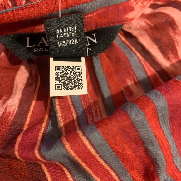 Ralph Lauren Geo-Stripe Belted Cotton Voile Dress Size 6 Fuchsia/Orange/Multi - Picture 8 of 11
